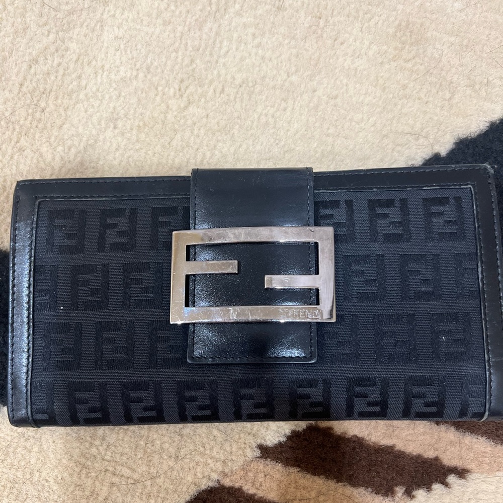 Authentic Pre-owned Fendi Baguette Canvas Flap Wallet